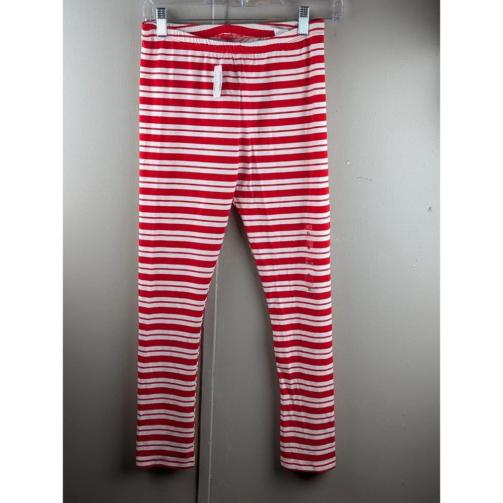 The Childrens Place Girls XL 14 Red White Striped Leggings NWT Holiday Costume